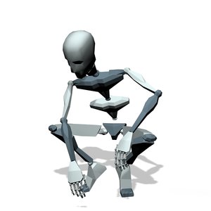 Male crouch tired