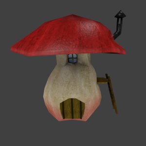3D mushroom cartoon house