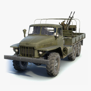 3D low-poly army truck ural-375