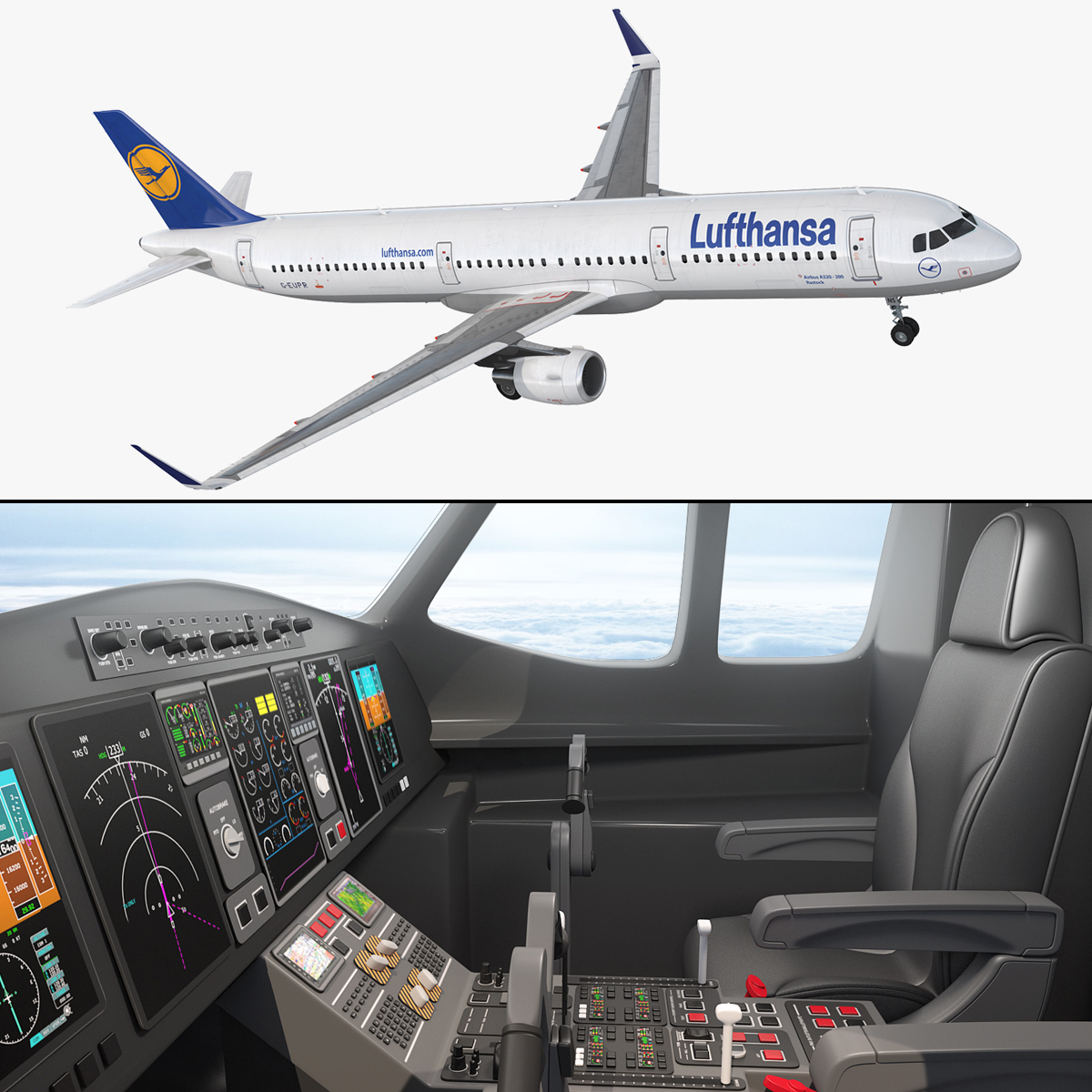 Airbus A321 Lufthansa With Interior Rigged