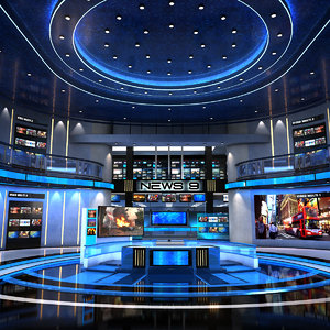 3D virtual set news studio model