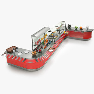 3D kitchen equipment serving lines model