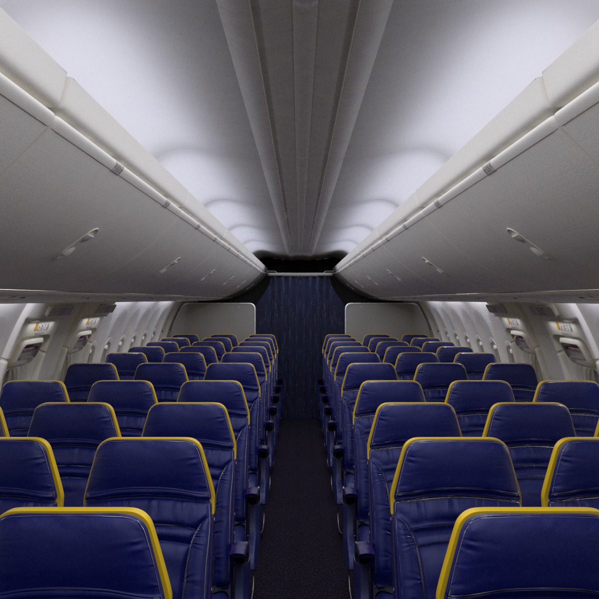 Ryanair economy interior section 3D TurboSquid 1256065