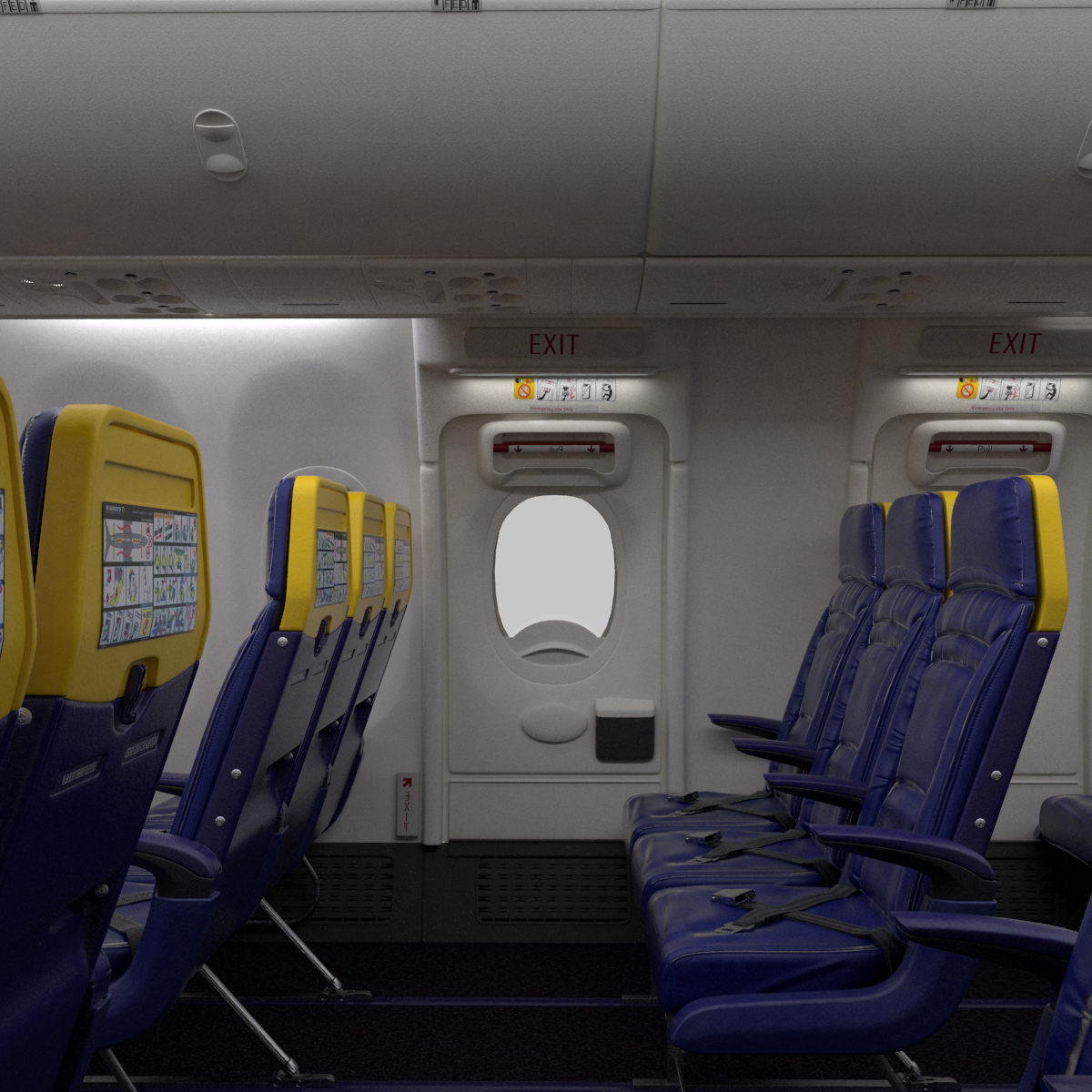 Ryanair economy interior section 3D TurboSquid 1256065