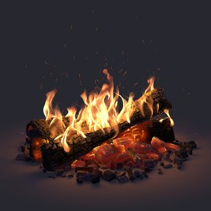3D model campfire motion blur