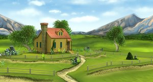 3D farmhouse field