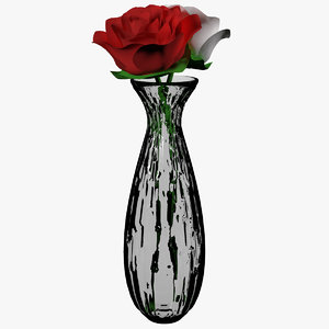 red rose flower glass vase model