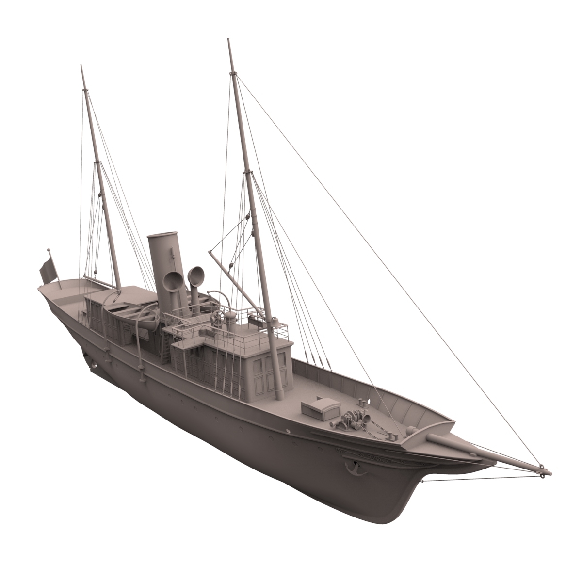steam yacht 3d model