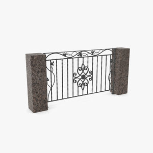 3D high-poly metal fence
