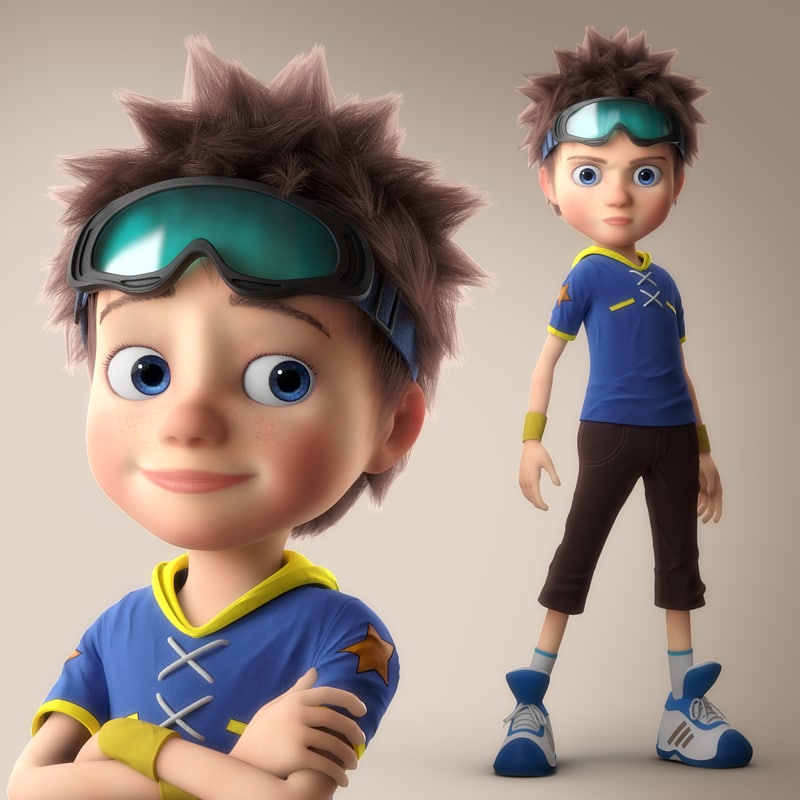 Cartoon boy rigged character 3D model TurboSquid 1258752