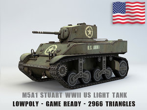 3D model american light tank m3a1 stuart