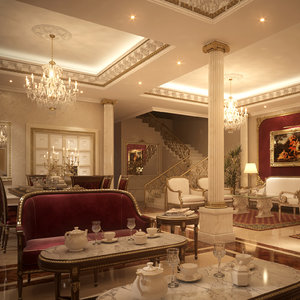 3d model scene luxurious dining room