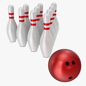 3D model bowling ball pins