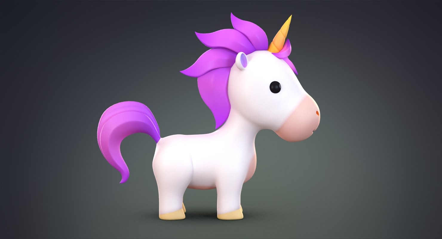 cute cartoon unicorn 3d model