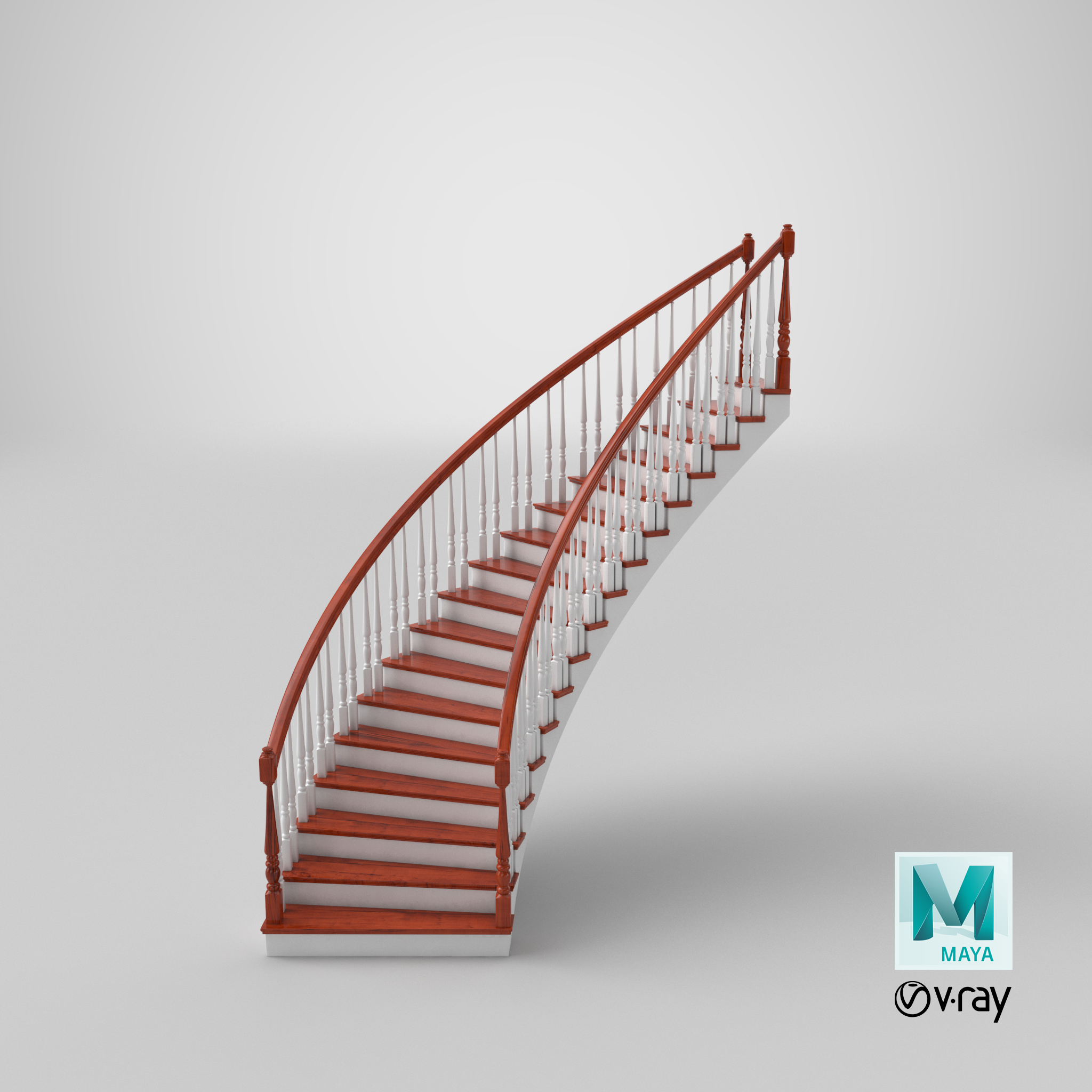 住宅楼梯弯曲3d模型