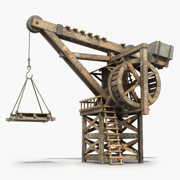 3d model old wooden crane