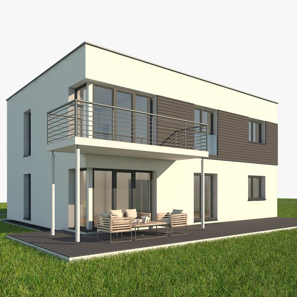 modern single family home 3d max