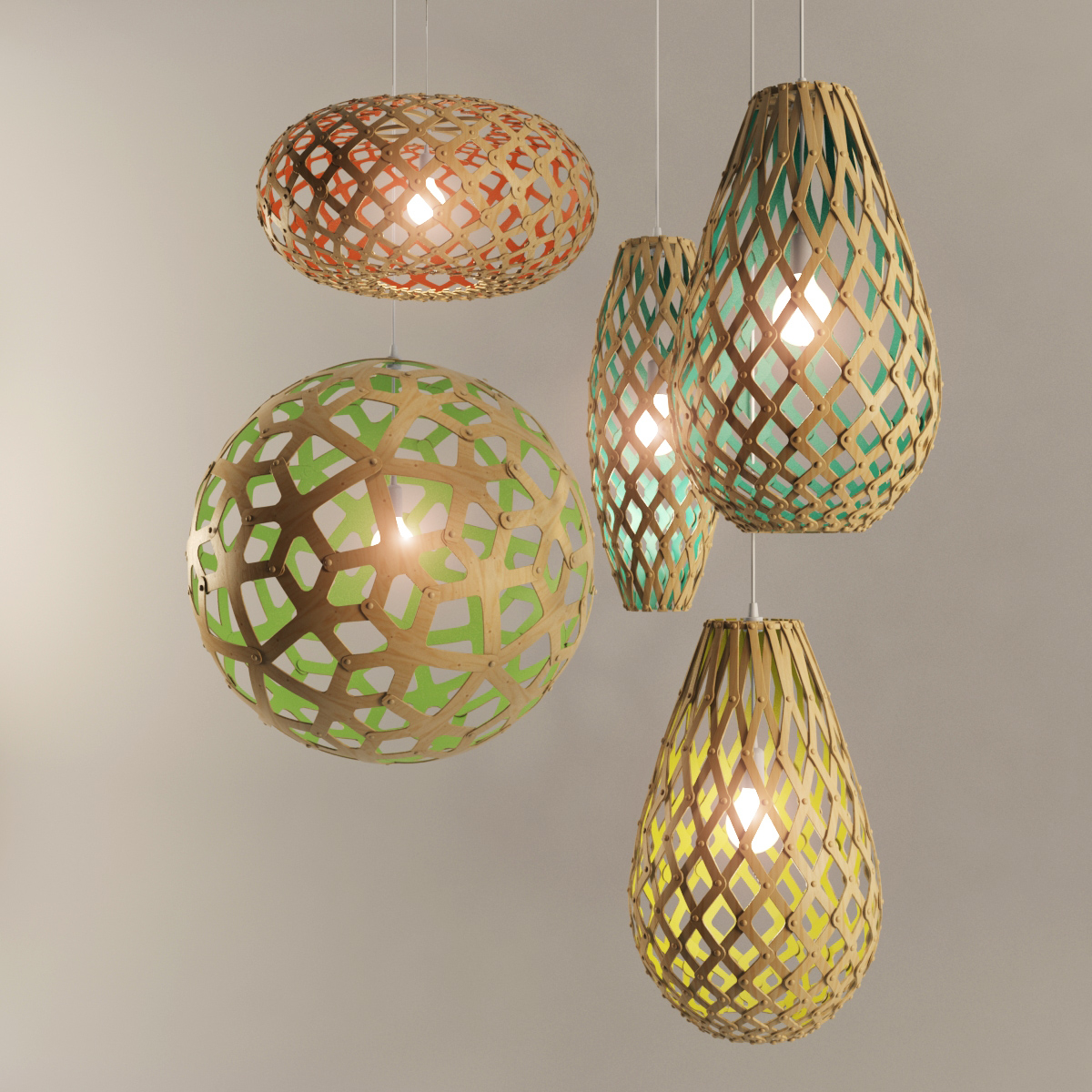 Coral Pendant Lamps Set