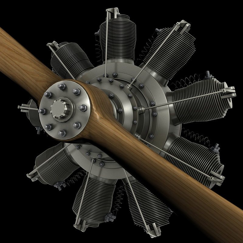 gnome 9n rotary engine obj