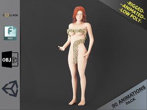 3D model naked girl1 animations pack