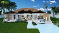 House Cut Section Exterior Rendering Features Landscape Home Roof Ceiling Interior by Yantram architectural rendering studio Morocco