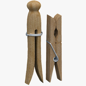 3d model wooden peg clothespins