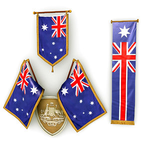 australian flags pack 3D model