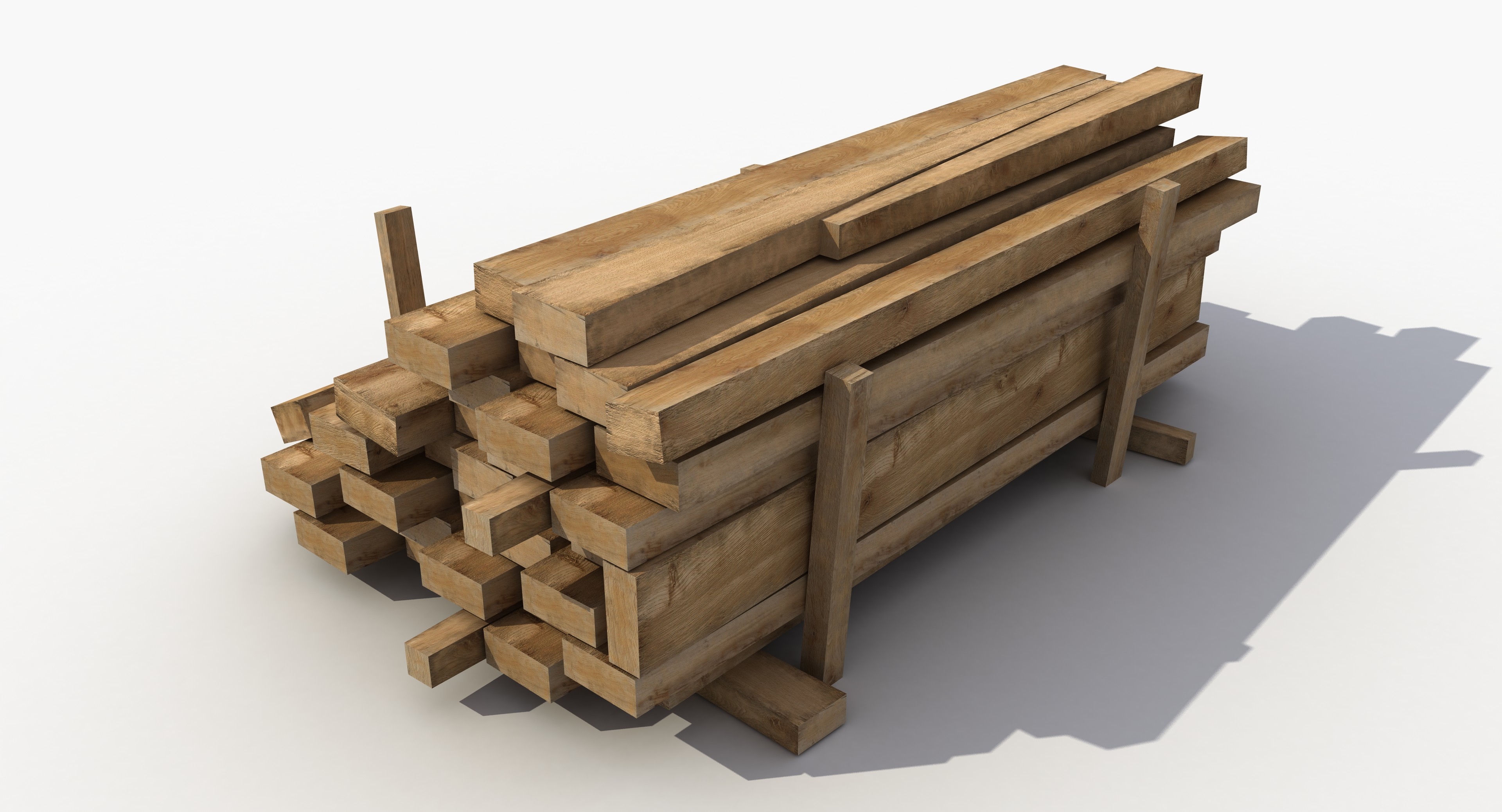 3d wooden wood beam model