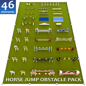 3d model pack horse jumping obstacle