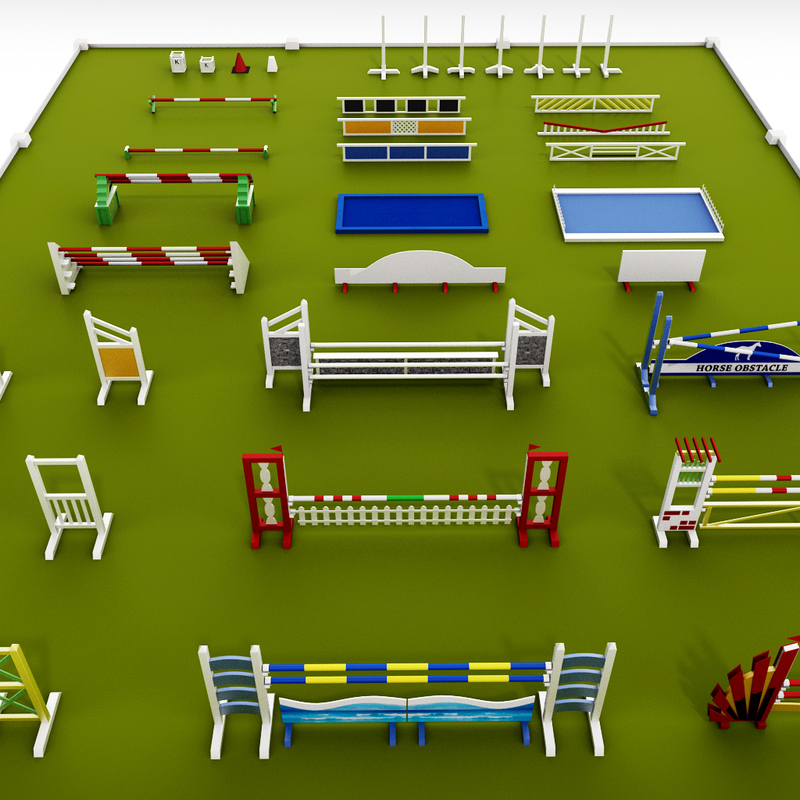 3d model pack horse jumping obstacle