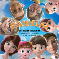 cartoon family rigged 3D model