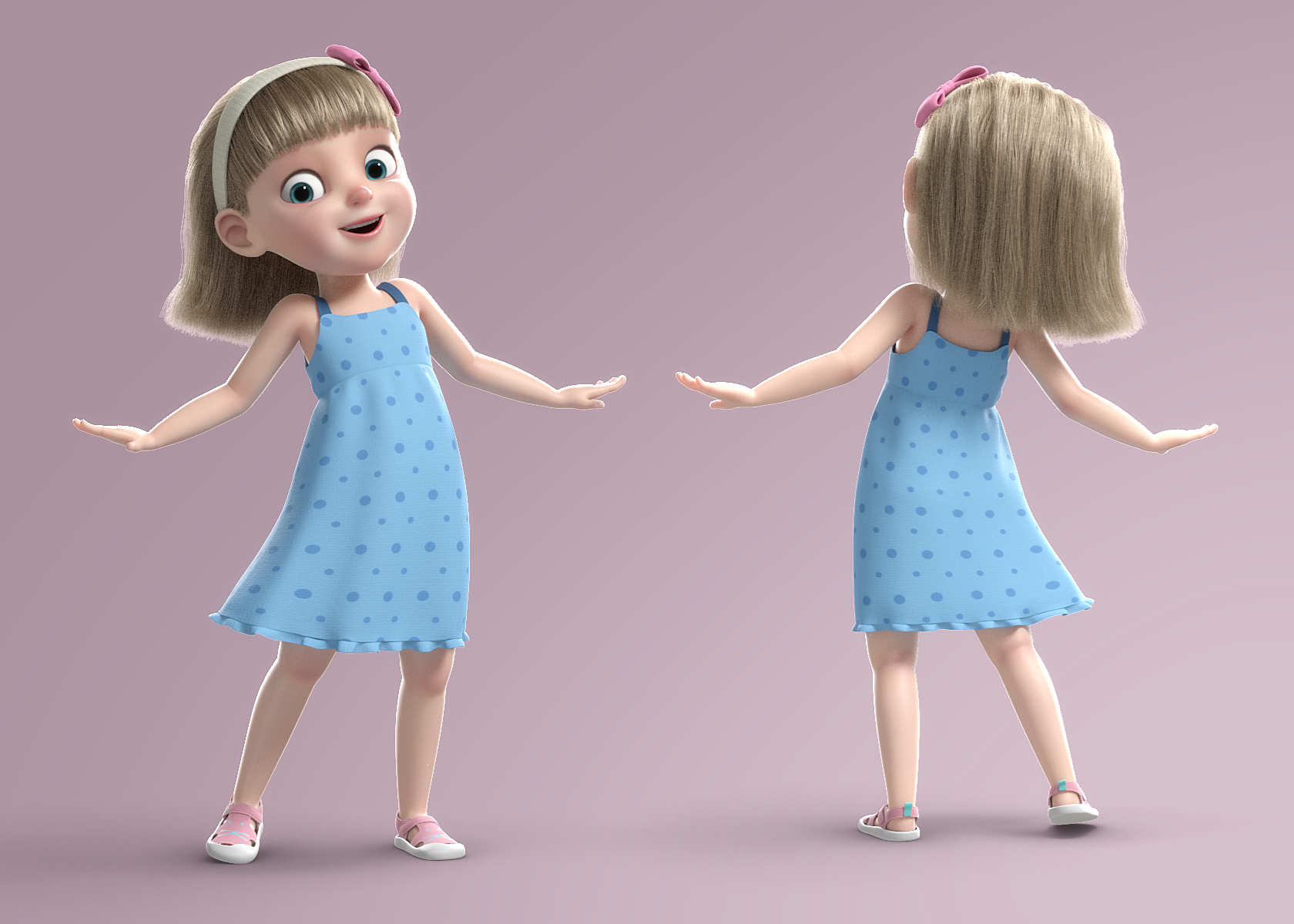 3d Cartoon Young Girls