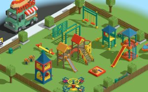 kids playground games voxel 3D model