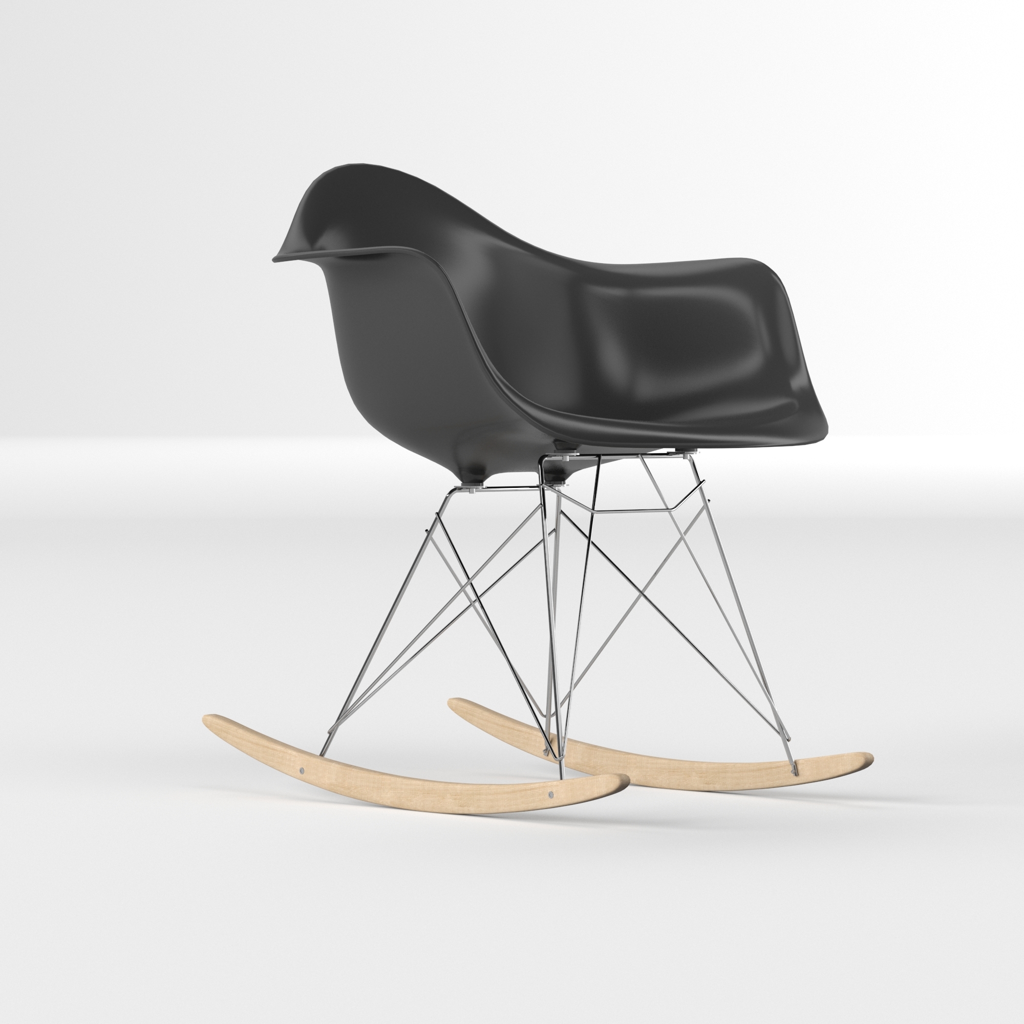 高聚charles&ray eames设计塑料rar摇椅与格子(布)3d模型