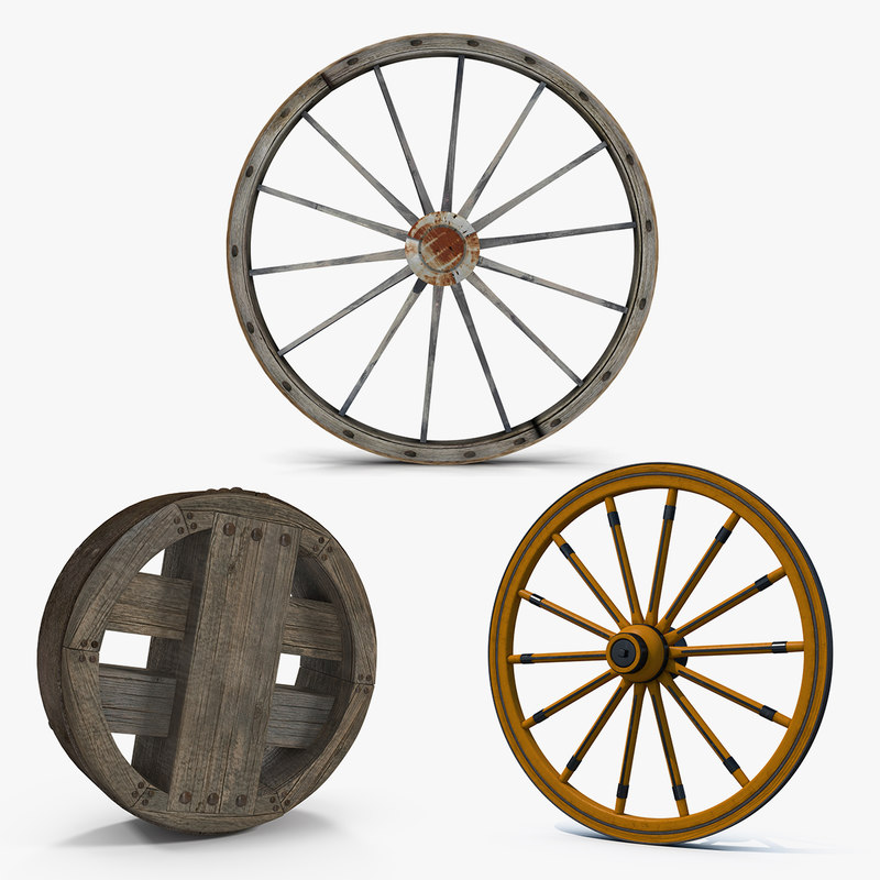 Antique Wagon Wheels 2 Model, Antique Garden Cart Wheels