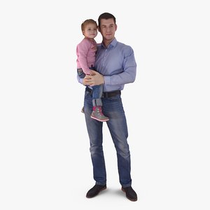 3d father baby arms people human
