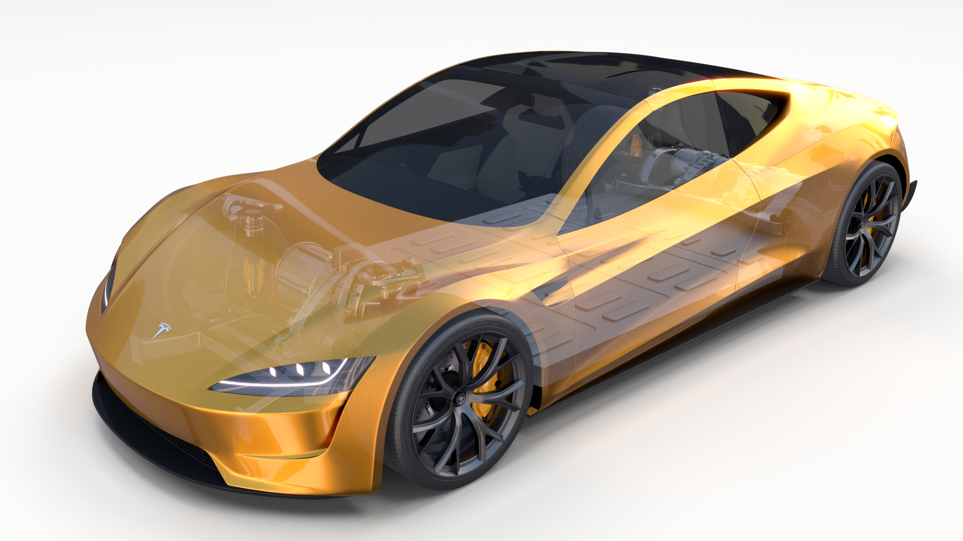 Tesla Roadster 2020 Yellow Mit Interieur Und Fahrgestell