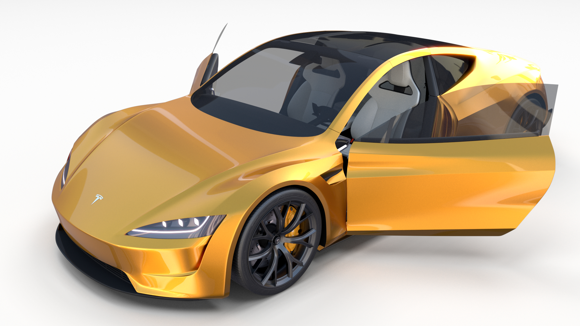 Tesla Roadster Gelb Mit Interieur