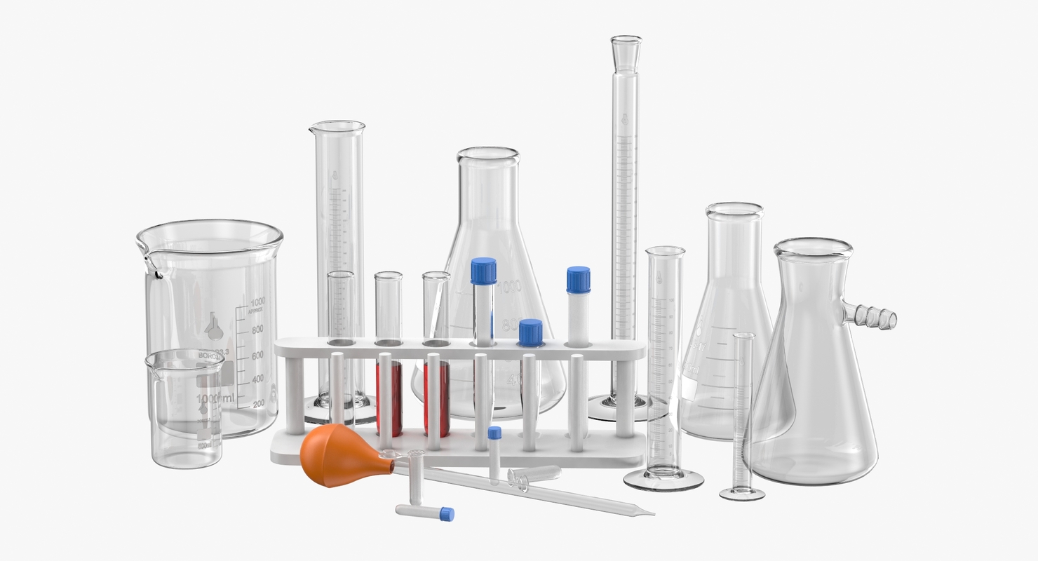 3d model set lab glassware beakers