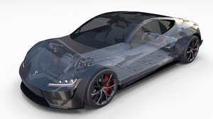 tesla roadster 2020 interior 3D