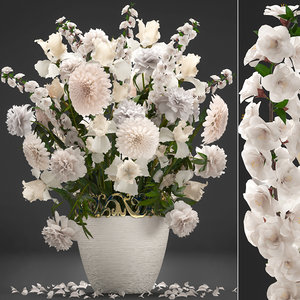 bouquet wthite flowers 3D model