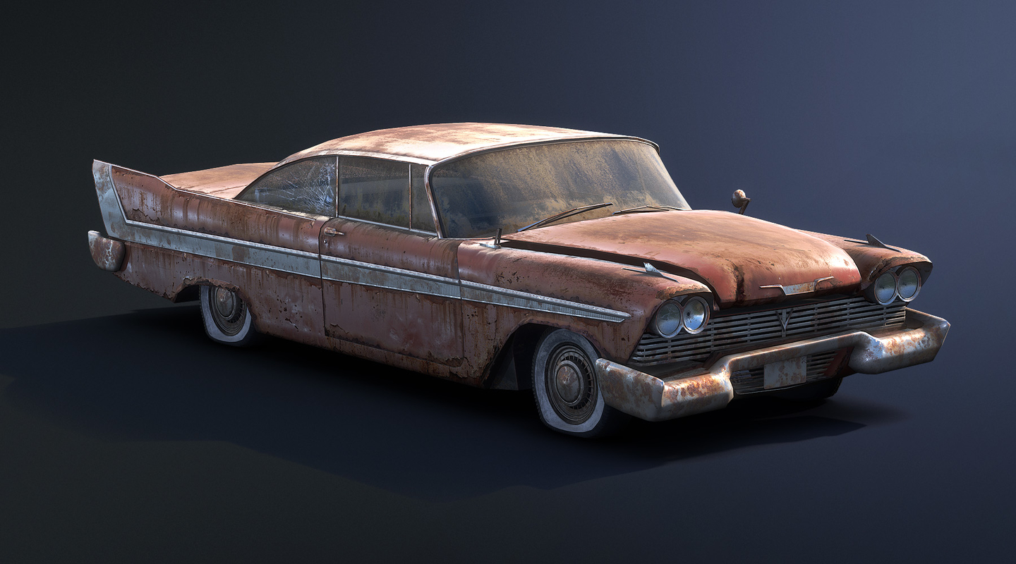 3d low poly rusty muscle car