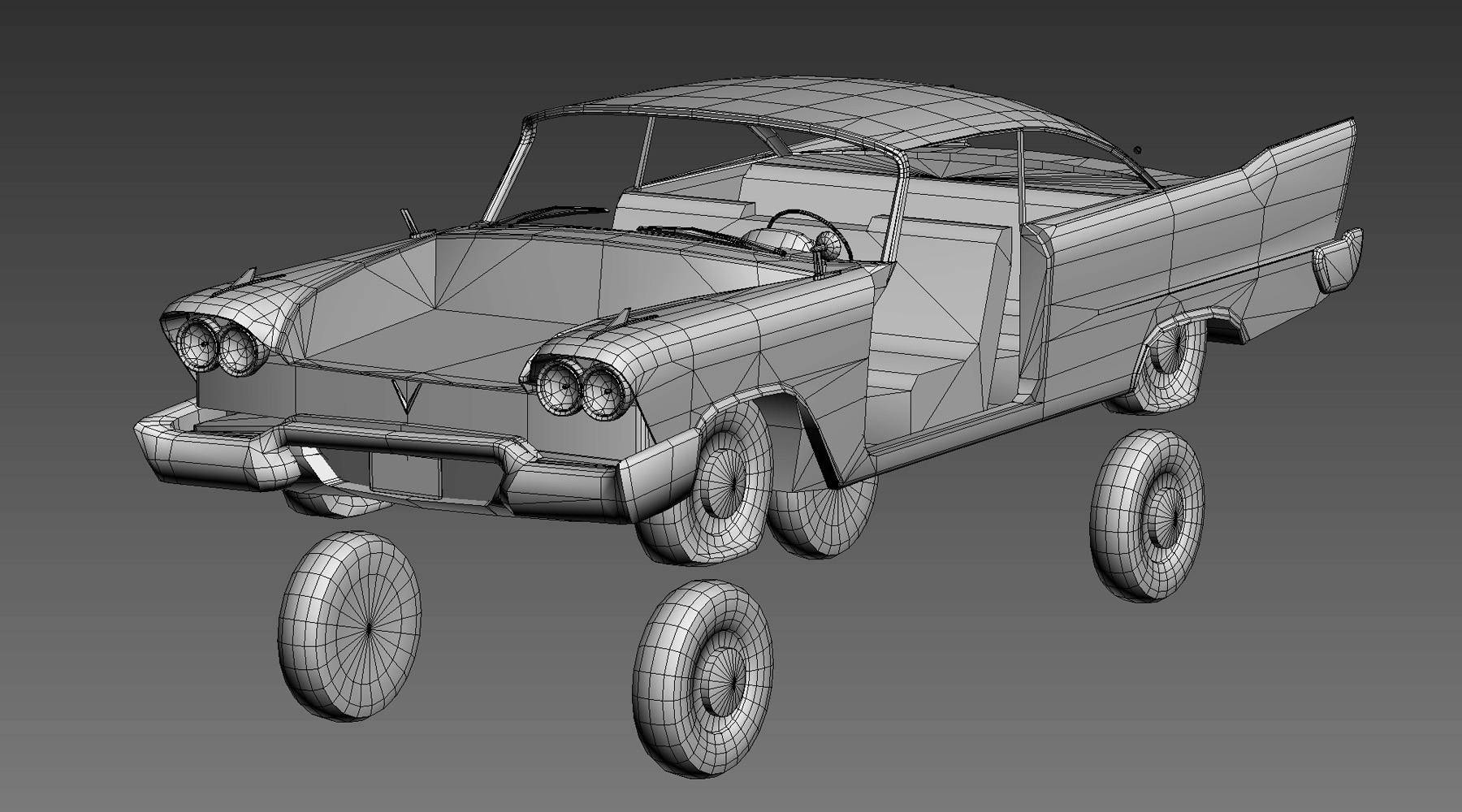 3d low poly rusty muscle car