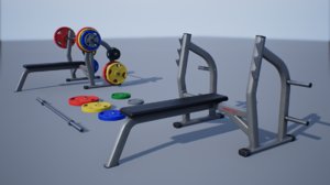 3D pbr flat press bench
