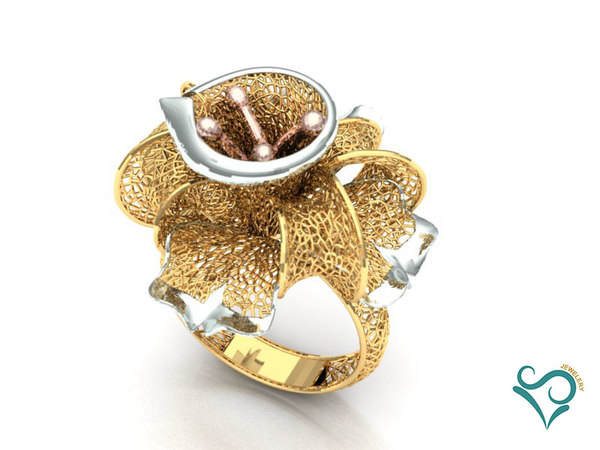 golden flower ring print 3D model
