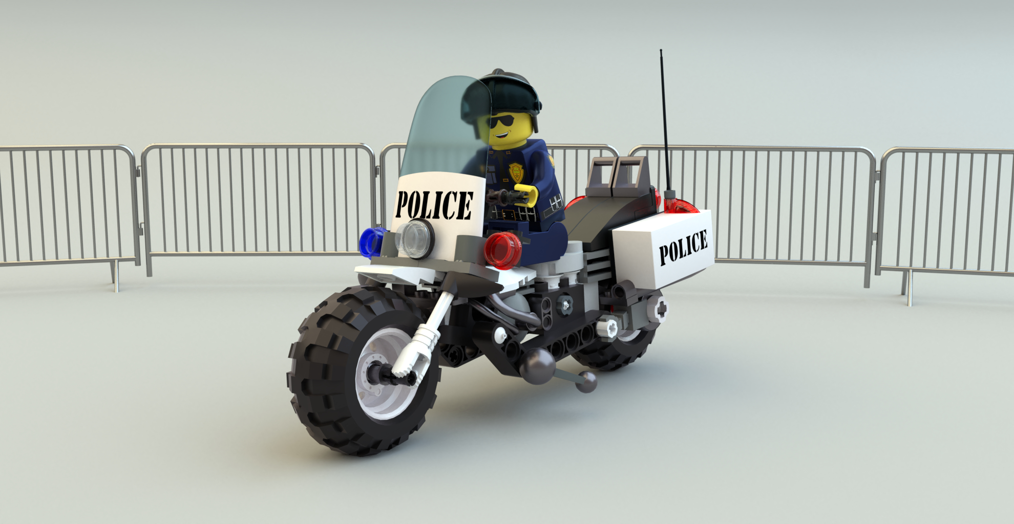 乐高警察摩托车和官员3d模型