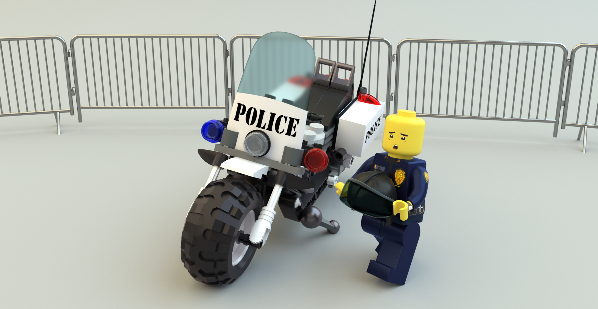 樂高警察摩托車和官員3d模型