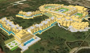 oberoi udaivilas resort architectural model