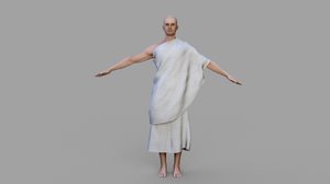 hajj character rigged cloth 3D model
