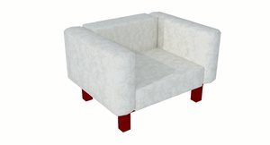 3D armchair white leather